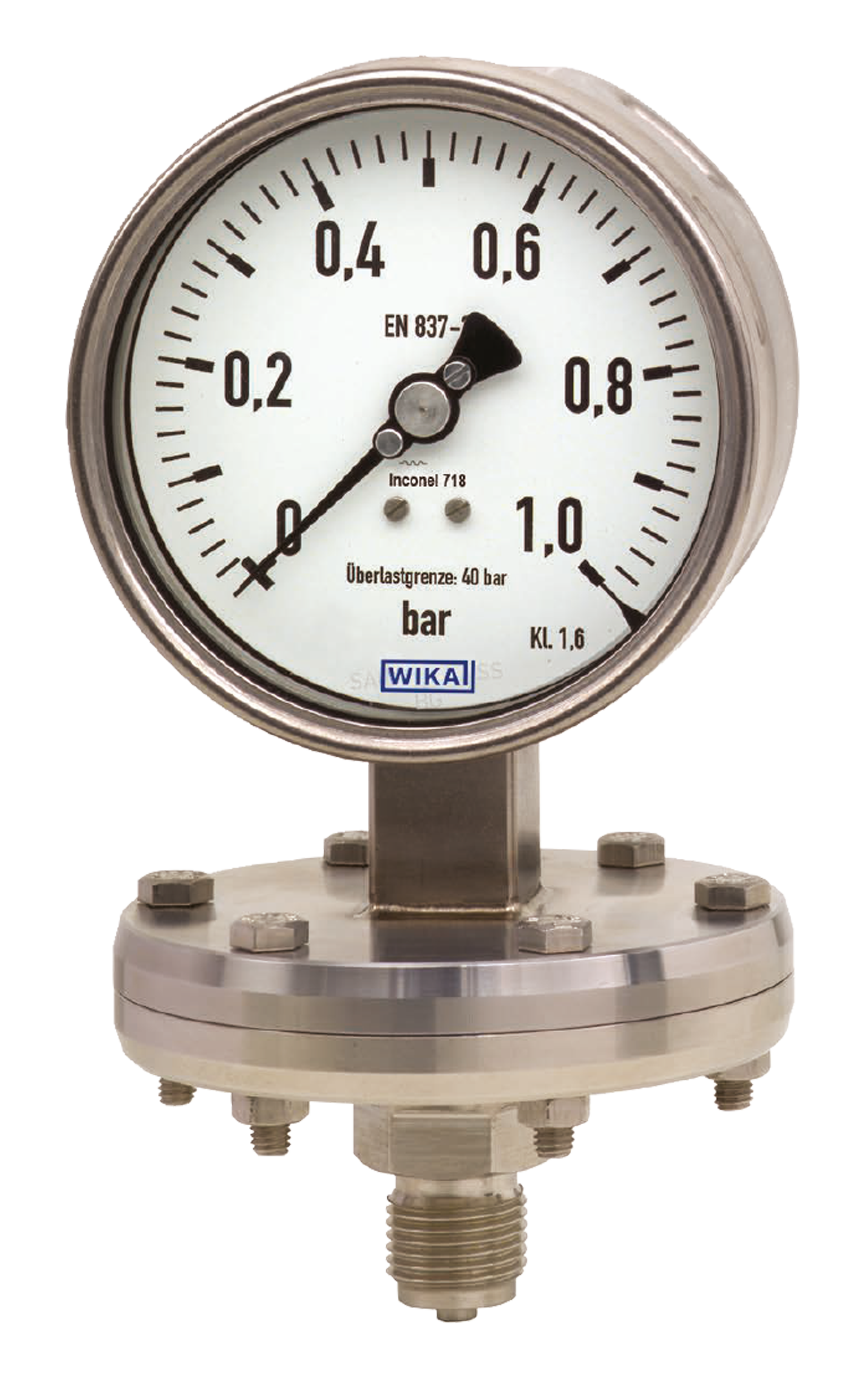 Kjemimanometer med overtrykksikring opp til 400 bar WIKA type 43x.56