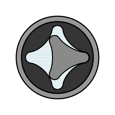 Frontansicht eines dreig&auml;ngigen Rotors und eines vierg&auml;ngigen Stators.