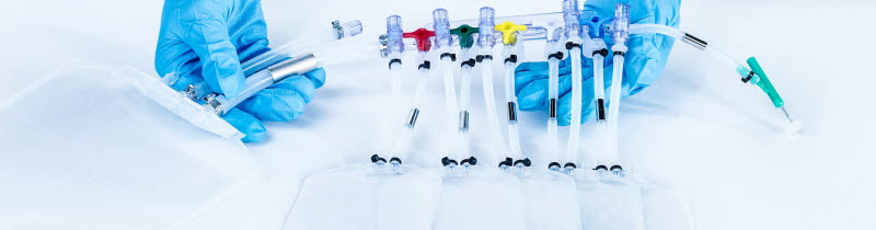 Single-Use-Assembly mit 2D-Beuteln und Füllnadel