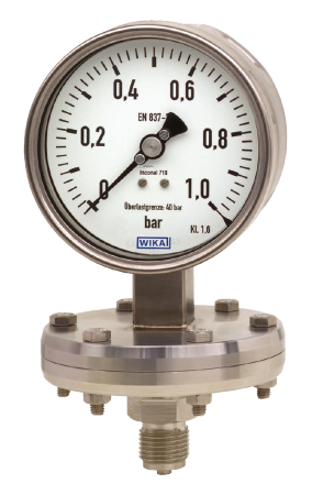 Kjemimanometer med overtrykksikring opp til 400 bar WIKA type 43x.56