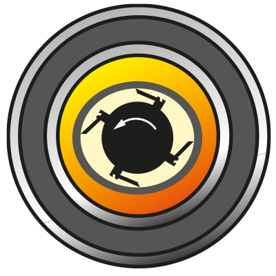 Querschnitt eines Schabew&auml;rmetauschers mit einer ovalen, w&auml;rme&uuml;bertragenden Oberfl&auml;che