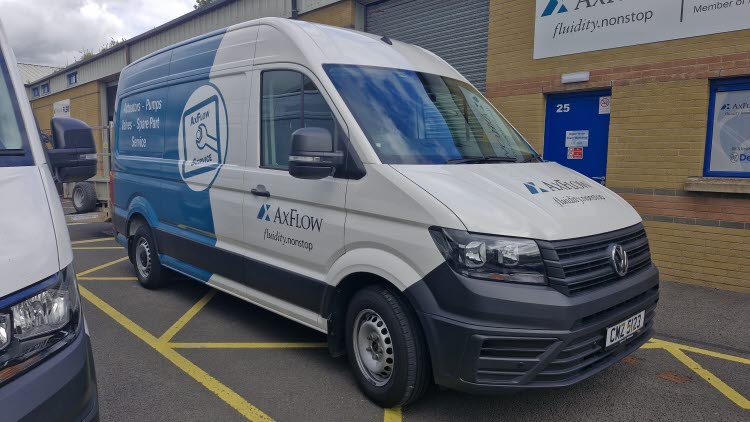AxFlow NI Service van portrayed outside their premises