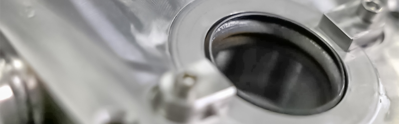 Dreifach-Lippendichtung An der Gehäuserückseite der Kreiskolbenpumpe ist eine Triple-Lip-Seal eingestzt