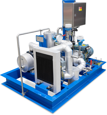 Kompletn&iacute; procesn&iacute; skid v ATEX proveden&iacute; s čerpadly, armaturami, instrumentac&iacute; a ř&iacute;dic&iacute;m rozvaděčem pro bezpečn&eacute; čerp&aacute;n&iacute; hořlav&yacute;ch m&eacute;di&iacute;.