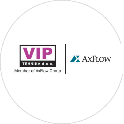 Dual brand logo AxFlow and VIP Tehnika 