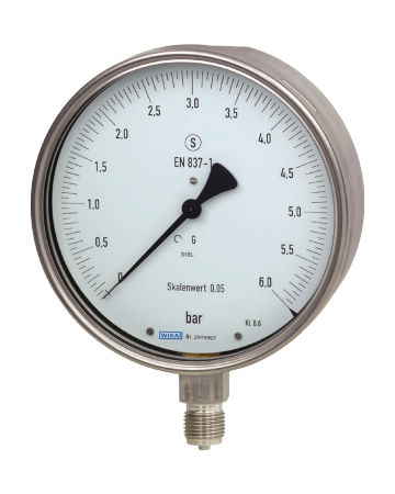 Testmanometer i sikkerhetsutførelse, klasse 0.6 WIKA manometer type 333.30