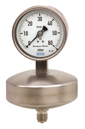 Kjemimanometer med høy beskyttelse mot overtrykk WIKA manometer type 632.51