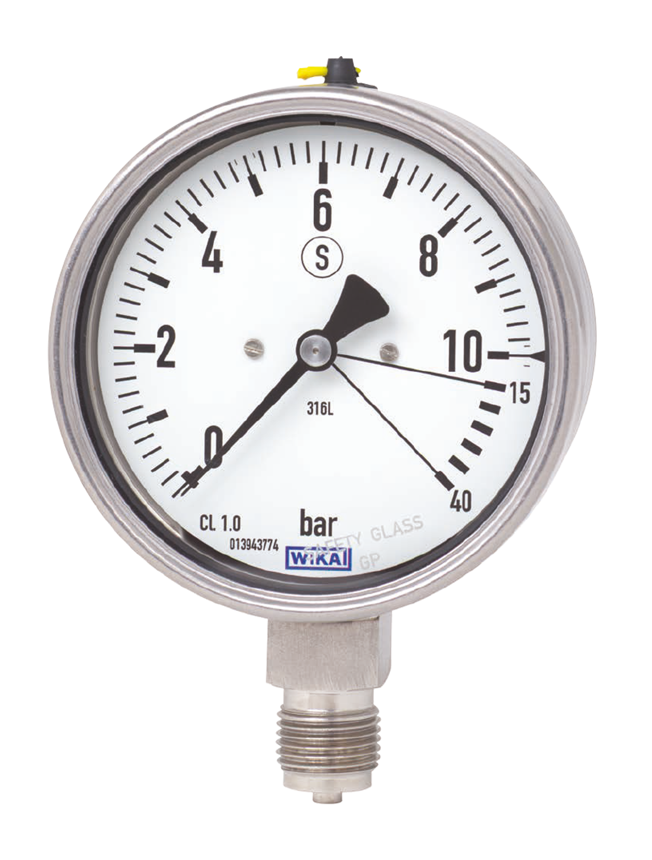 Sikkerhetsmanometer som tåler høyt overtrykk WIKA manometer type 23x.36