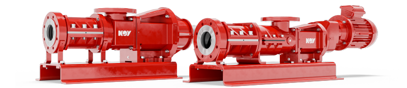 Die neuen Scion-Exzenterschneckenpumpen mit roter Lackierung und unterschiedlichem Antriebskonzept und Wartungsm&ouml;glichkeiten.