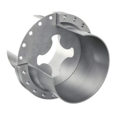 Statischer Inline-Mischer mit kreuzförmigen Mischelement aus Edelstahl