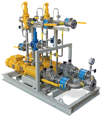 Čerpací systém pro LPG Kompaktní čerpací systém pro bezpečné přečerpávání a řízení toku LPG s čerpadly, potrubím, armaturami a provozní instrumentací