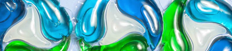 Waschmittelpods mit drei unterschiedlichen Wirkstoffen in einer wasserl&ouml;slichen Folie