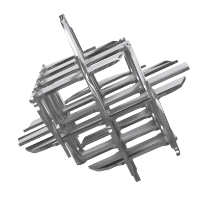 Wabenartiges statisches Mischelement aus glänzendem Edelstahl